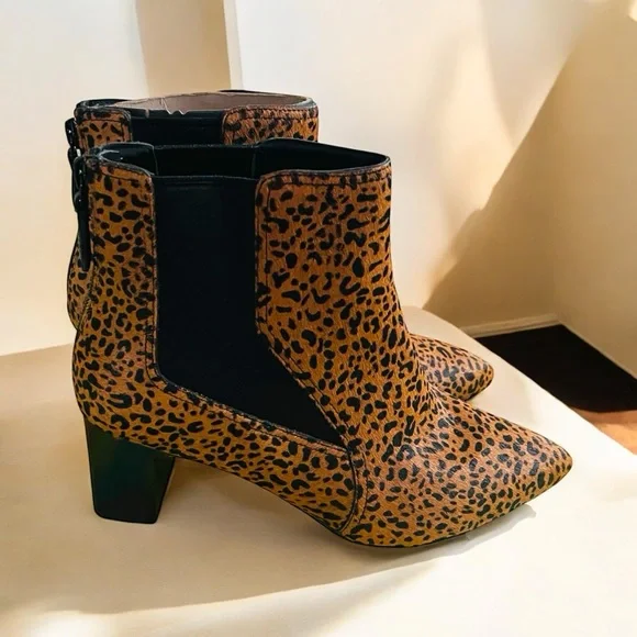 Cole Haan Etta Leopard Print Calf Hair Ankle Booties 7 - Picture 2 of 11